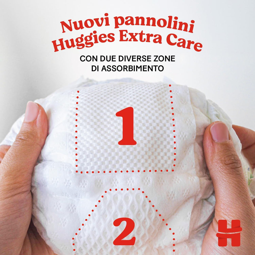 Pannolini Huggies Extra Care, taglia 3 (6-10 kg), 2 confezioni da 40 pannolini