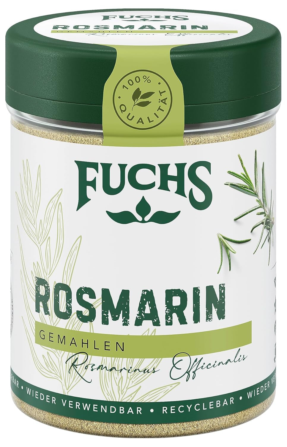Fuchs Gewürze - Rosmarin gemahlen - zum Würzen von Fisch, Fleisch und Gemüse - ingredienti naturali - 30 g in wiederverwendbarer, recyclebarer Dose