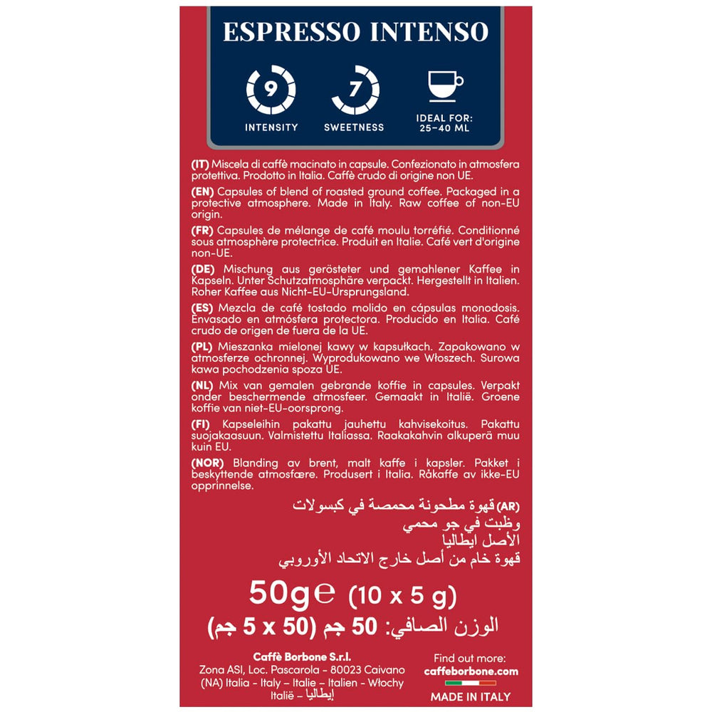 Caffee Borbone Espresso Intensity 9/10 Nespresso Compatible 10 Coffee Capsules