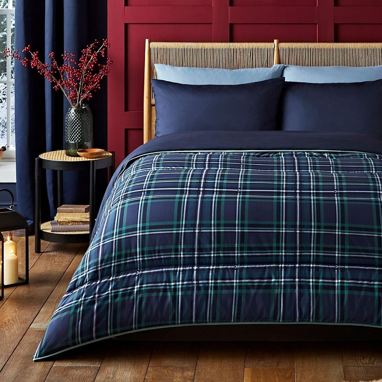 Night Lark accogliente coperta in pile Sherpa, classico tartan rosso, 9 Tog, lussuosa, soffice, spessa e reversibile, perfetta per divano, letto, divano. Anallergico, lavabile in lavatrice, Misure: Letti e Piumini Night Lark tartan classico blu navy Letto matrimoniale