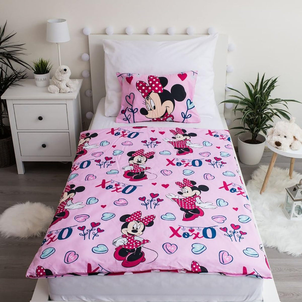 Biancheria da letto Disney, Minnie Mouse rosa baby, biancheria da letto con cerniera 100% cotone - Kids Naty Shop