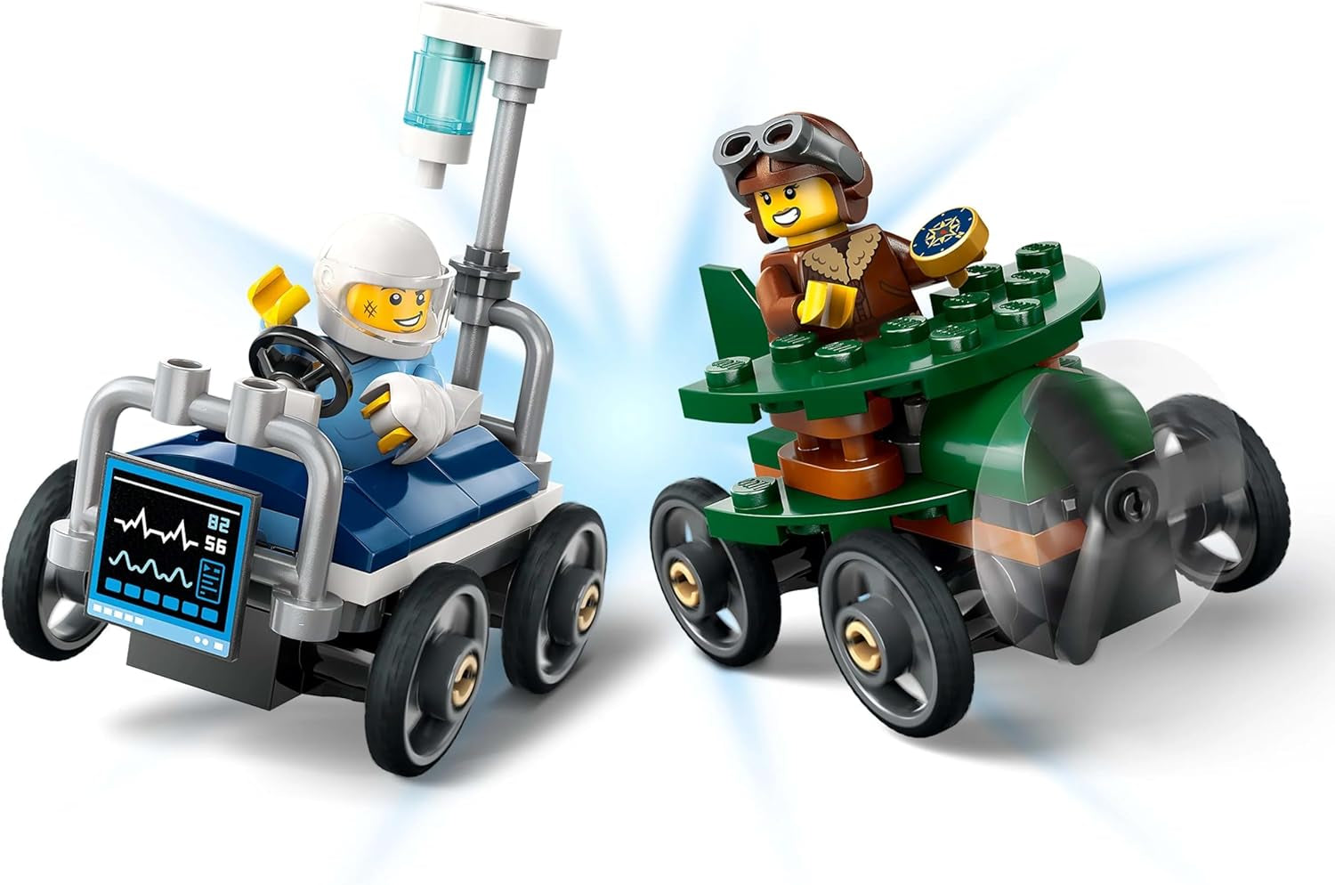 LEGO City Aereo vs. Set auto da corsa per letto d'ospedale - Giocattolo Soapbox per ragazzi e ragazze dai 5 anni - Set da costruzione con 2 minifigure - Regalo di compleanno e di festa 60459 Set da costruzione Besuche den LEGO-Store