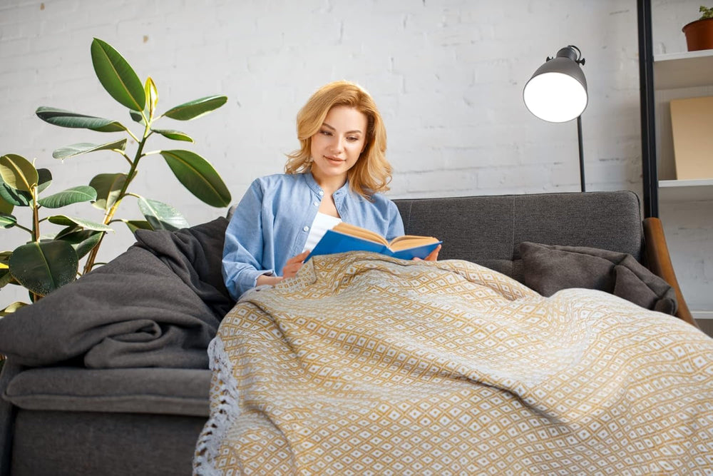 Cuvertură de pat, bumbac, ocru, 90X100 (228X254Cm) Paturi si Cuverturi Emma Barclay