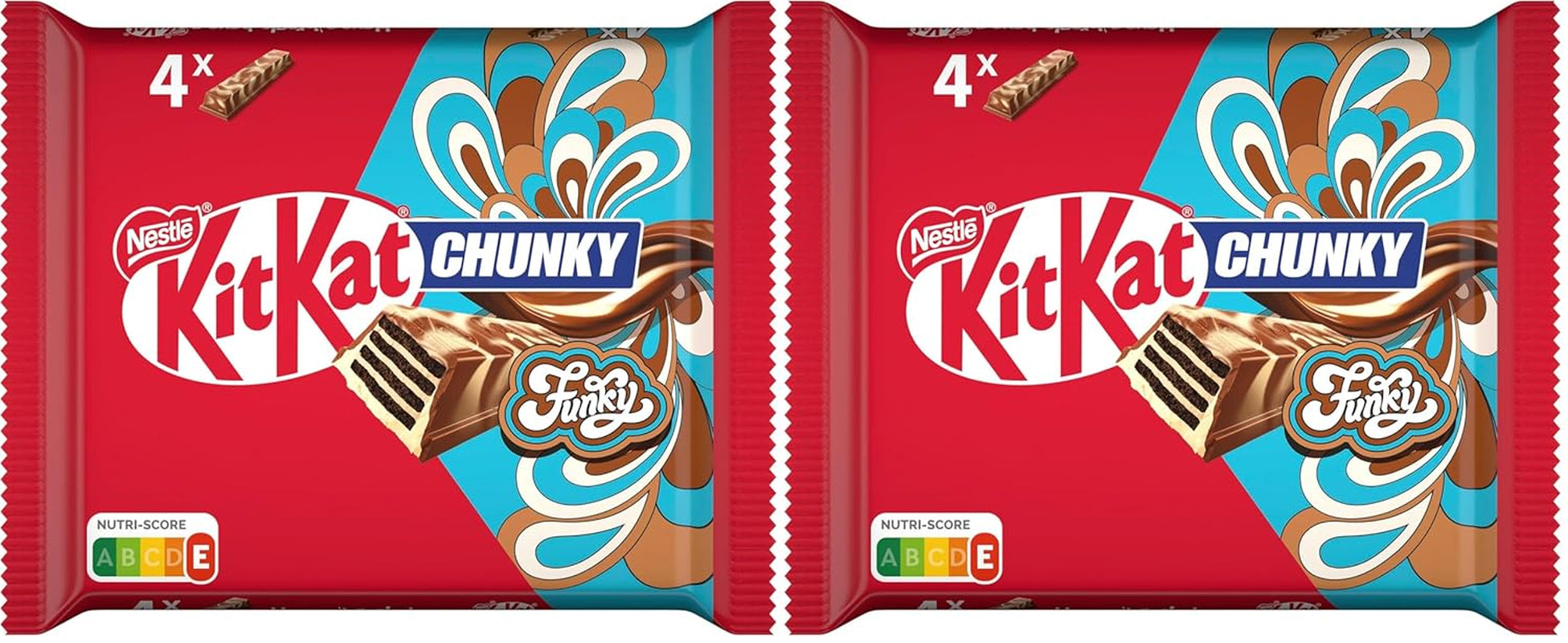 Nestlé Chunky Funky Crispy Wafer al cioccolato al latte Confezione multipla da 2 confezioni (4 x 40 g ciascuno)