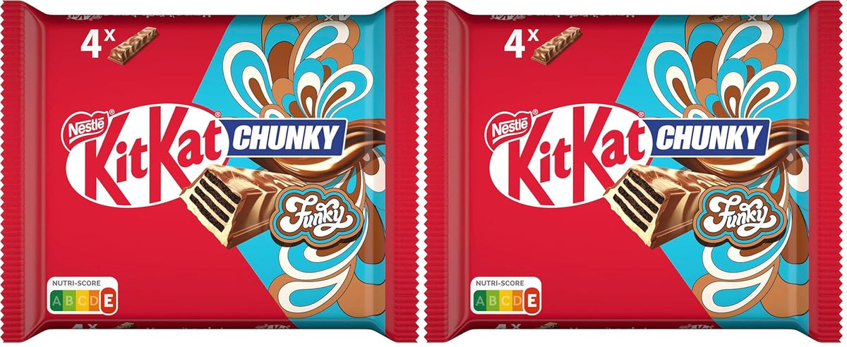 Nestlé Chunky Funky Crispy Wafer al cioccolato al latte Confezione multipla da 2 confezioni (4 x 40 g ciascuno)