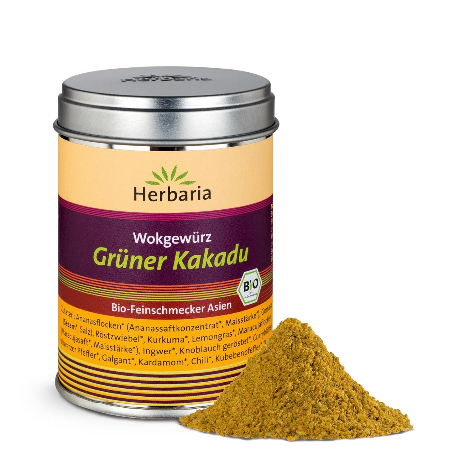 Herbaria Good Old Mild Curry bio 80g M-Dose – Currypulver, Currymischung - Bio-Gewürzmischung für klassische Curry-Spezialitäten z.B. Currywurst - ingrediente erlesenen in nachhaltiger Aromaschutz-Dose