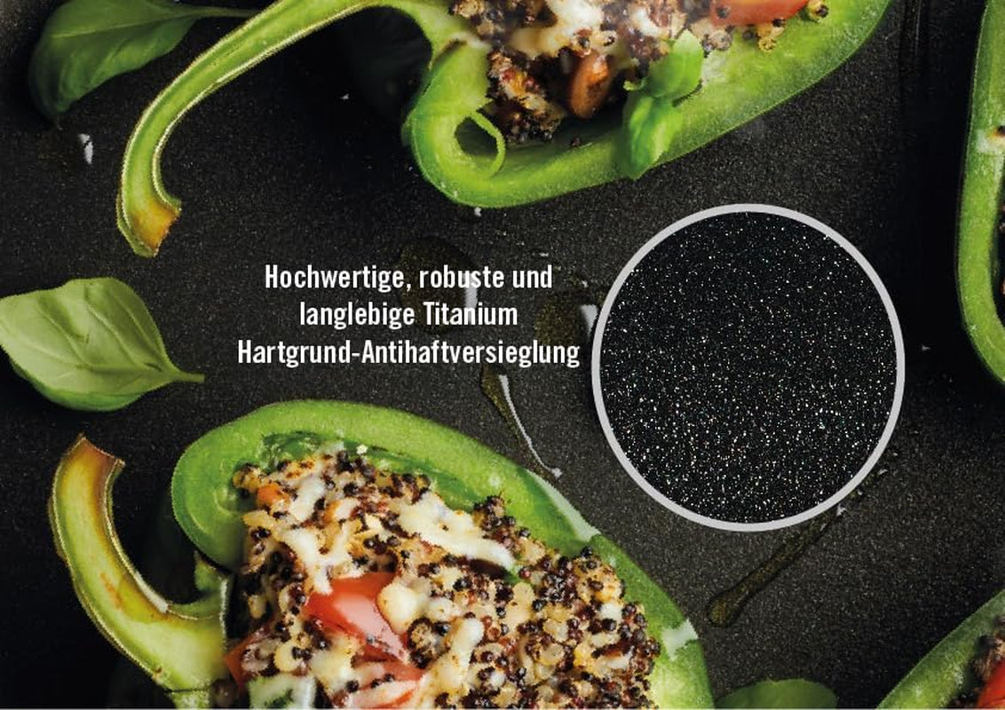 Woll Nowo Titanium Guss-Kasserole Viereckig - Induktiv -, 28 X 28 Cm, 10 Cm Hoch, 6.0 Liter, Mit 2 Seitengriffen - Geeignet Für Alle Herdarten, Aluminium, Backofenfest, Schwarz Stampi e vassoi per la cottura Naty Shop