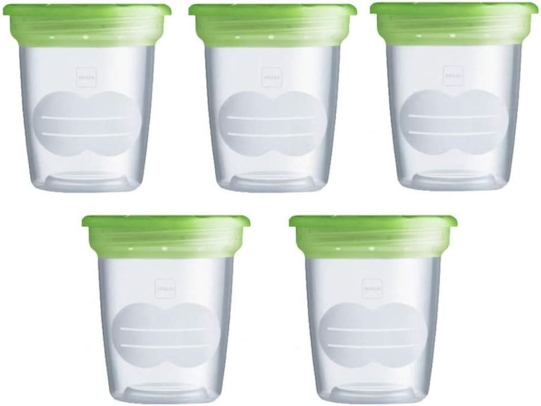 MAM Set 5 contenitori per latte e pappe, in plastica, senza Bpa e Bps Accessori Alimentazione e Allattamento Bebe Naty Shop