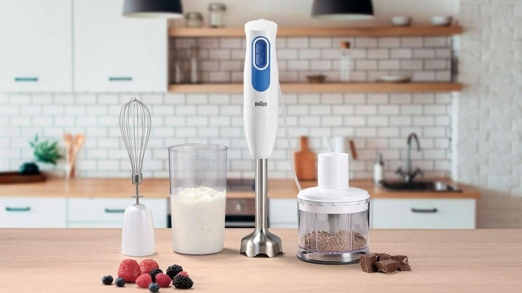 Braun Multiquick2 MQ20236MWH Stabmixer, Mixer Zum Mixen Von Saucen Und Smoothies, 2 Geschwindigkeitsstufen, Zerkleinerer 500 Ml, Becher 600 Ml, Schneebesen Aus Stahl Mama si Copilul Naty Shop