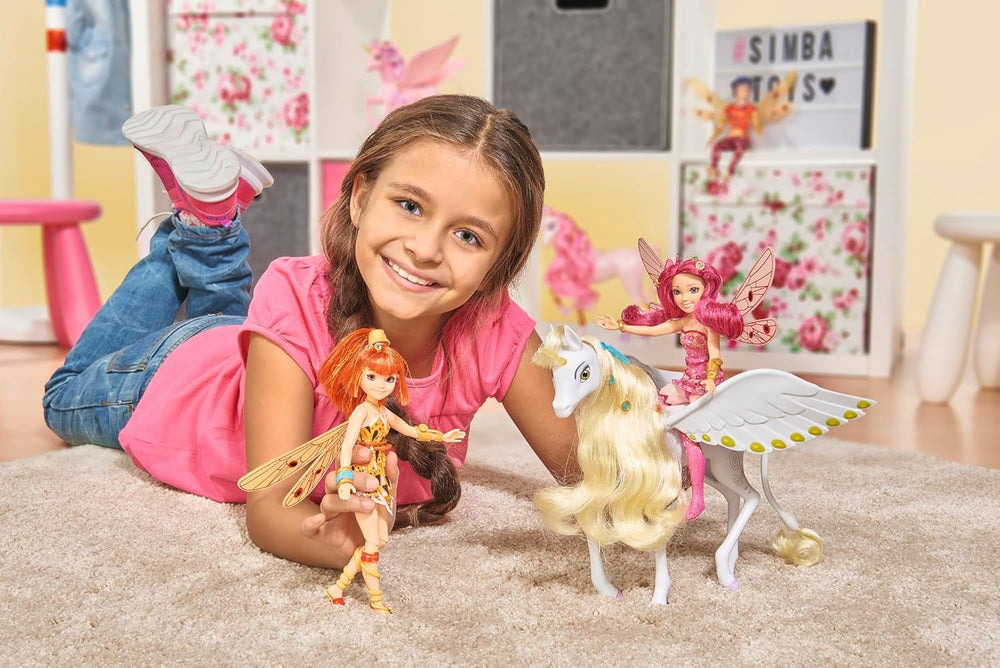 Simba 109480093 - Mia and Me Unicorn Onchao, Con ali mobili, fermagli per capelli, spazzola per acconciare, cavallo giocattolo, pony, Centopia, da 3 anni, rosa Naty Shop Dolls