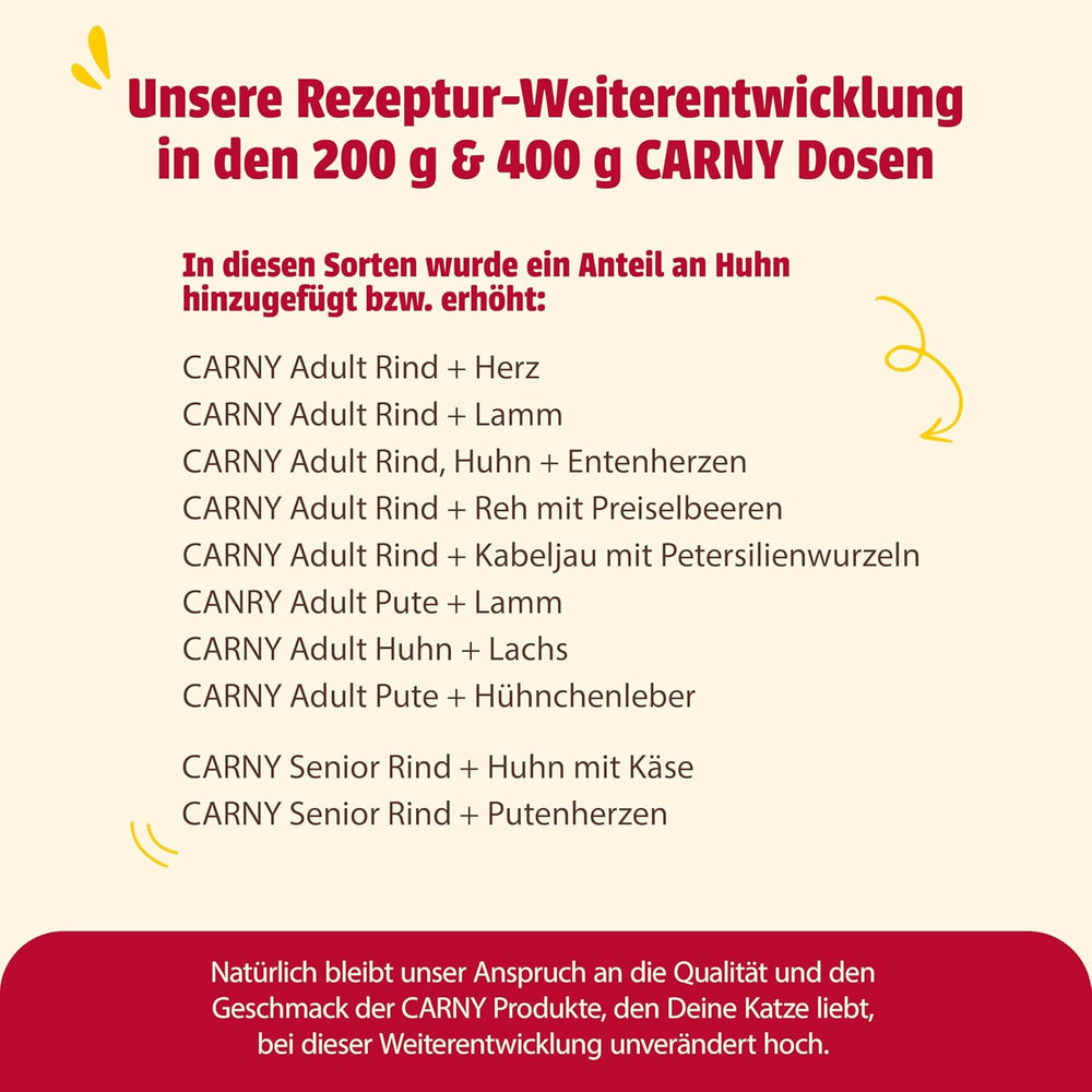 Animonda Carny Senior Hrană umedă pentru pisici cu vită + pui + brânză (6 x 200g), hrană umedă fără cereale și fără zahăr pentru pisici de 7 ani și peste, cu ingrediente proaspete și cărnoase
