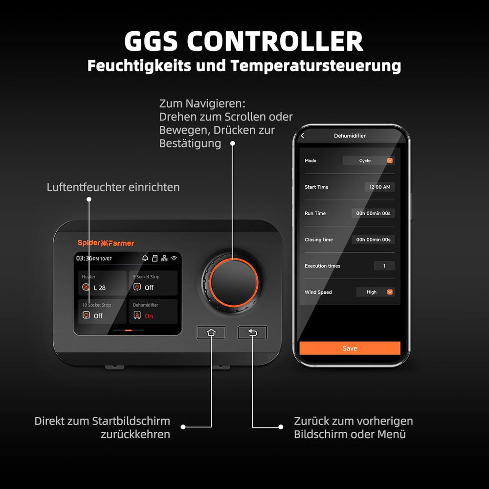 Deumidificatore SPIDER FARMER, Deumidificatore per piante da 12 litri con controllo dell'umidità, controllo tramite app, funzione timer 24 ore per tende da coltivazione, deumidificatore elettrico per giardini interni, appartamenti e scantinati