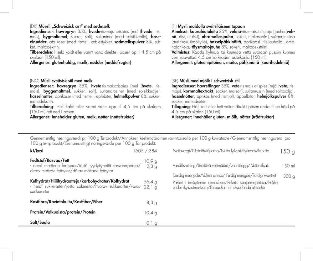 Trek'n Eat Muesli svizzero con latte in polvere (confezione da 2)