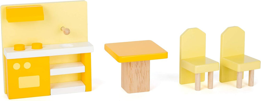 Small Foot 11192 Palat de păpuși din lemn rotativ, cu 3 etaje, inclusiv mobilier de jucărie, multicolor, 37 X 40 X 67 Cm Casute de papusi Naty Shop