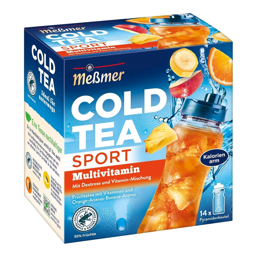 Meßmer Cold Tea Trinkpause Zmeură | Ceai de fructe, aromatizat natural, cu gust de zmeură | Ediție limitată | Pentru infuzie rece | 14 pliculețe piramidale
