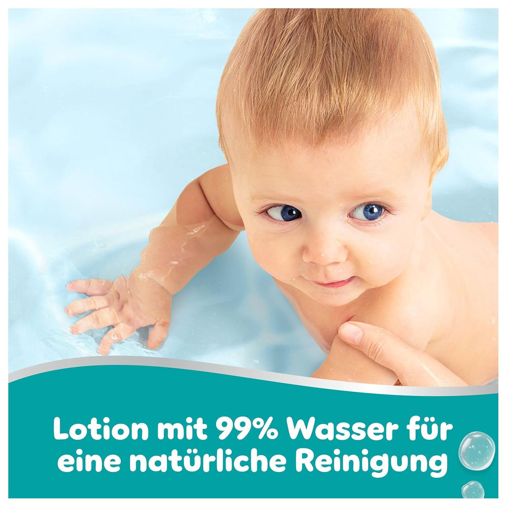 Salviette per neonati Pampers 99% acqua, 12 confezioni da 60 salviette ciascuna = 720 salviette per neonati, lozione leggera 99% acqua