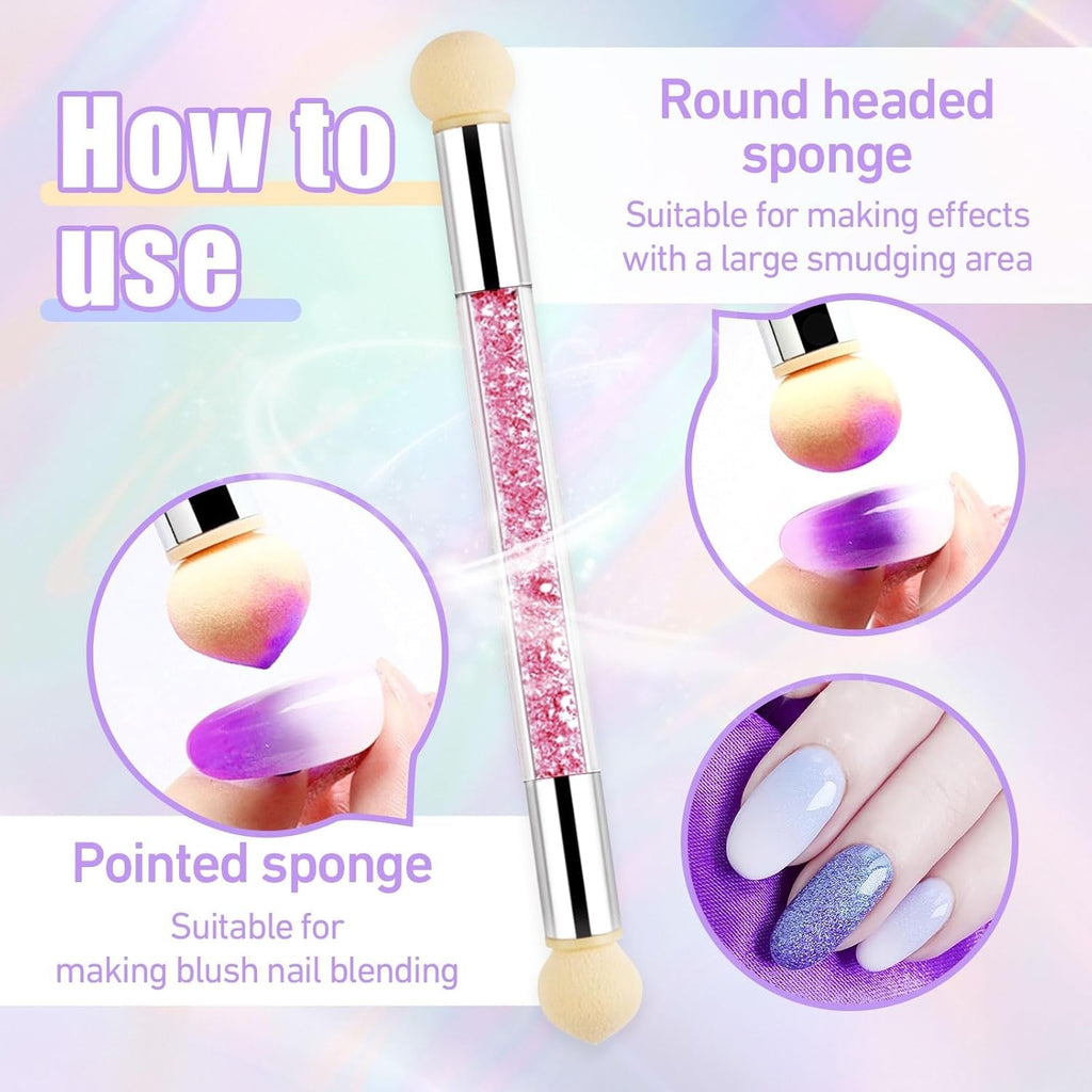 Sularpek 6 Stück Nagel Pinsel, Nail Art Pinsel, Pinsel Nageldesign, Nagel Pinsel Set, Nail Art Dotting Tools Mit 1 Sponge Brush Applikator, Nageldesign Zubehör Für DIY Nail Art Design