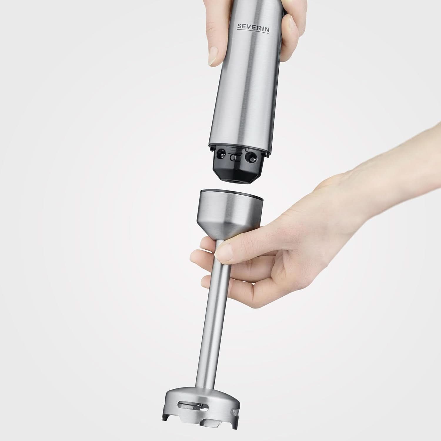 SEVERIN Kabelloser Stabmixer Mit Premium-Set, Abnehmbarer Mixstab, Mit Pürierstab, Multizerkleinerer, Mixbehälter, Kartoffelstampfer & Schneebesen, Schwarz/Edelstahl-Gebürstet, SM 3775 Mother and Child Naty Shop