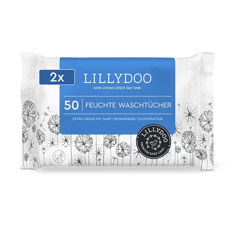 LILLYDOO Salviette umidificate 50 conteggi Salviette extra large al 100% senza plastica, senza profumo