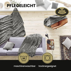 Gözze - Comoda coperta Premium Cashmere-Feeling, 500 G/M², 180 X 220 cm - senape Letti e coperte Besuche den Gözze-Store