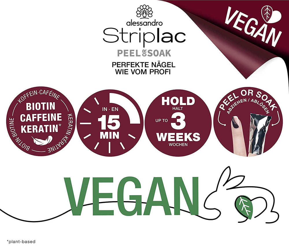 Smalto UV Alessandro Striplac Red Ilusion – Delicato e a lunga tenuta – Facile rimozione grazie alla tecnologia peel-off – Vegan e cruelty-free – 8 ml