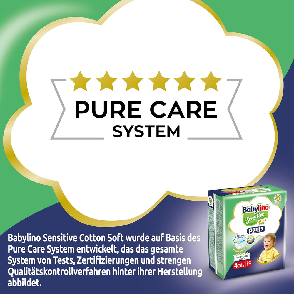 Pannolini Sensitive Cotton Soft, taglia 4, Pantaloni Maxi (7-13 kg), 22 pezzi