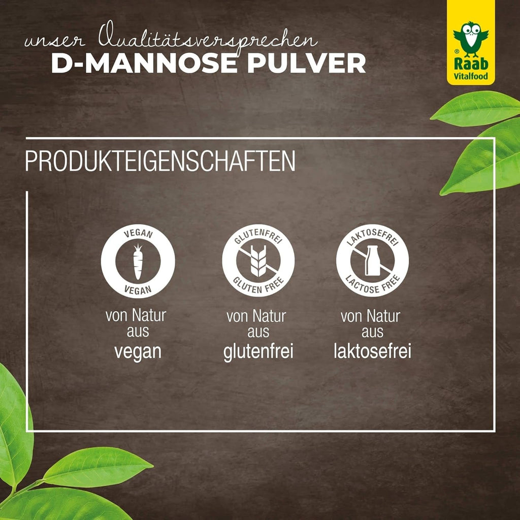 Raab Vitalfood® D-Mannose Pulver (220 G) - Frei Von Zusätzen, Vegan, Glutenfrei, Gut Löslich, Mit Meßlöffel in Der Dose, Vorratspackung, 100% D-Mannose (Gewonnen Aus Mais) Indulcitori Naty Shop