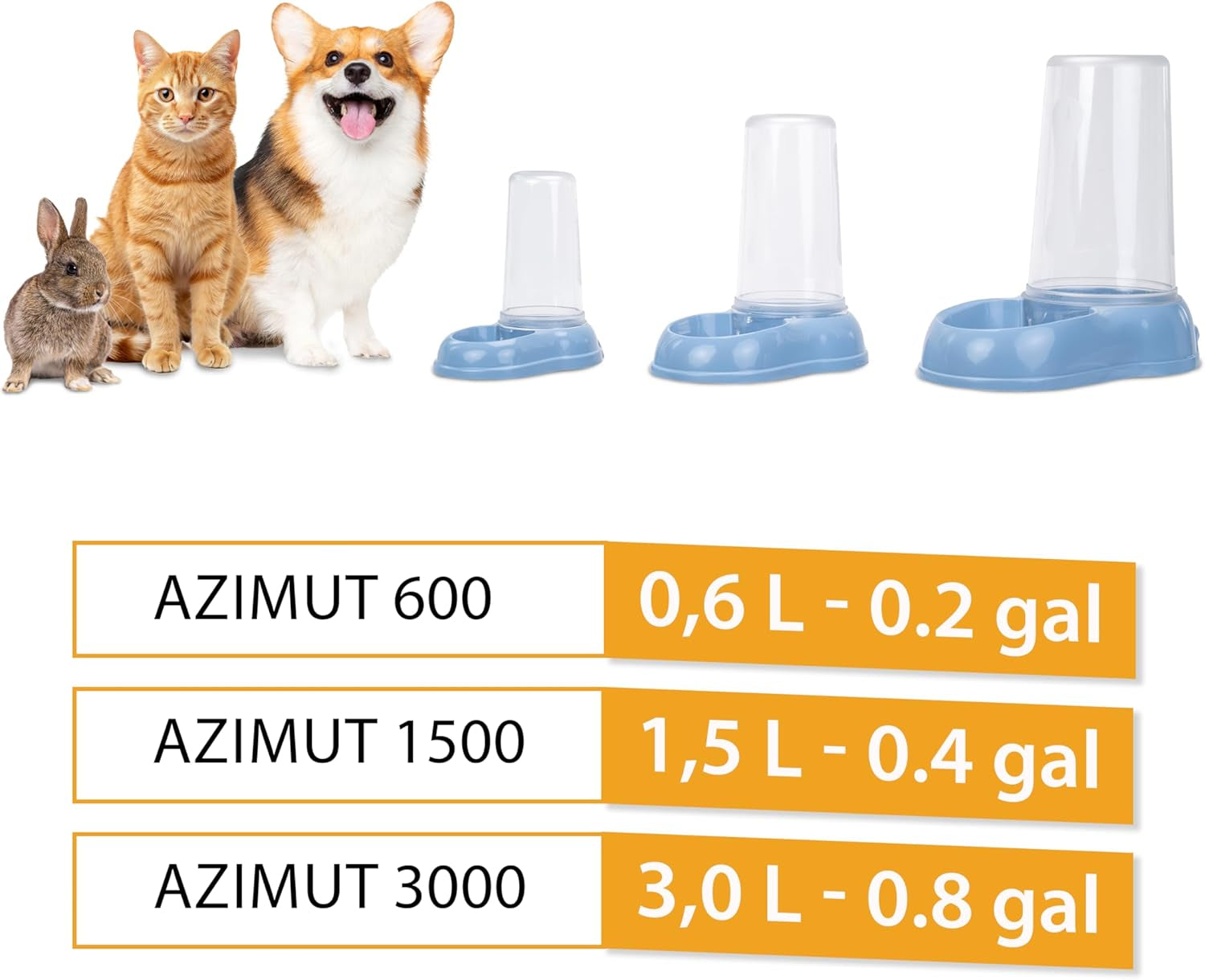 Ferplast Futter- oder Wasserspender für Hunde und Katzen AZIMUT 600 Futtertrog Acqua 0,6 litri, Rutschfester Boden, 12,5 x 19 x H 19,5 cm Blu