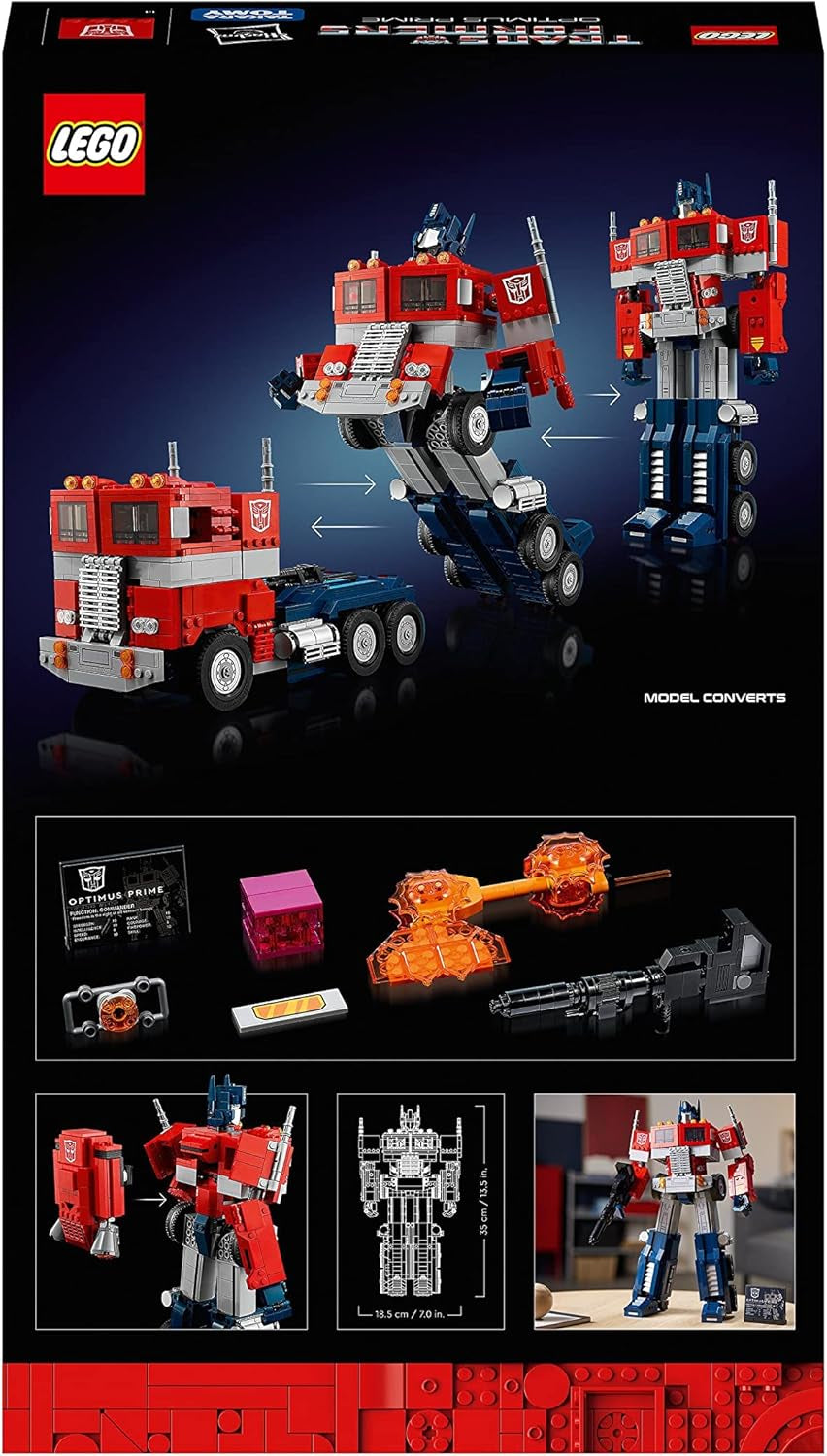 LEGO 10302 Icons Optimus Prime Set, Robot 2 in 1 e modello di camion, kit modello giocattolo Transformers per adulti, regalo di compleanno o Natale per uomini, donne, lei e lui Set da costruzione Besuche den LEGO-Store