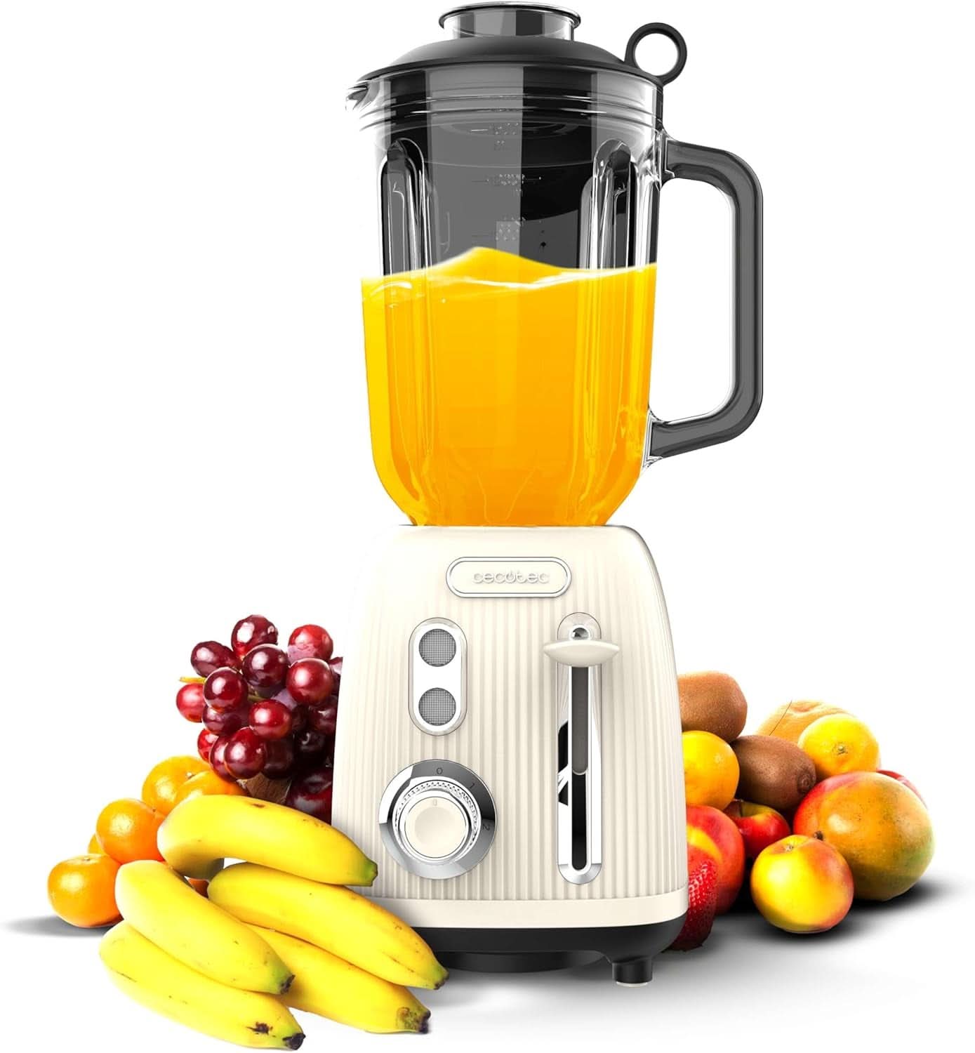 Robot da cucina Cecotec Retro Power Nero Titanio Retrogreen. 1200 W Maximale Leistung, 2 Geschwindigkeiten, 4-Klingen-Messer Mit Schwarzer Titanbeschichtung und 1.5L Krug, Vintage-Design in Grün Bucatarie Naty Shop Beige