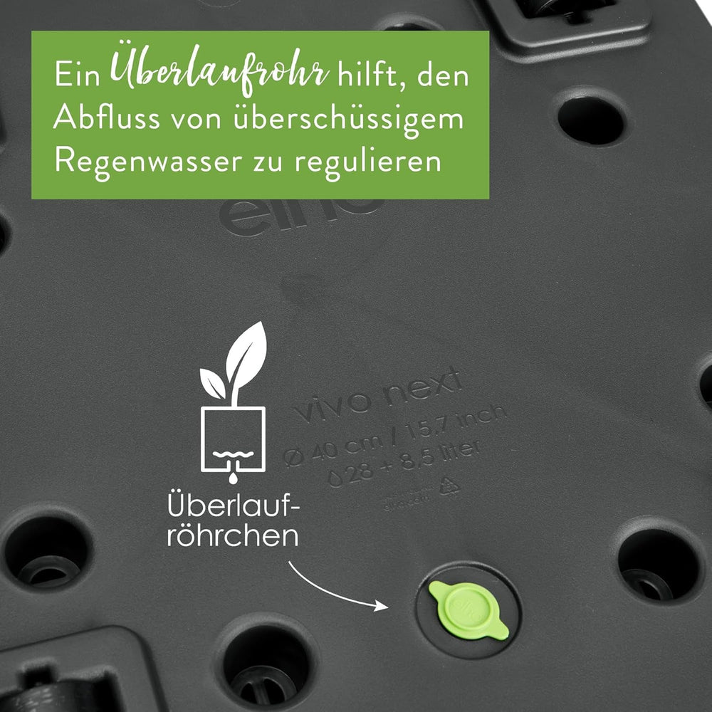 elho Vivo Next Square 30 - Cutie cu flori pentru interior și exterior - 100% plastic reciclat - L 29,5 x Î 29,5 cm - Negru/Negru viu