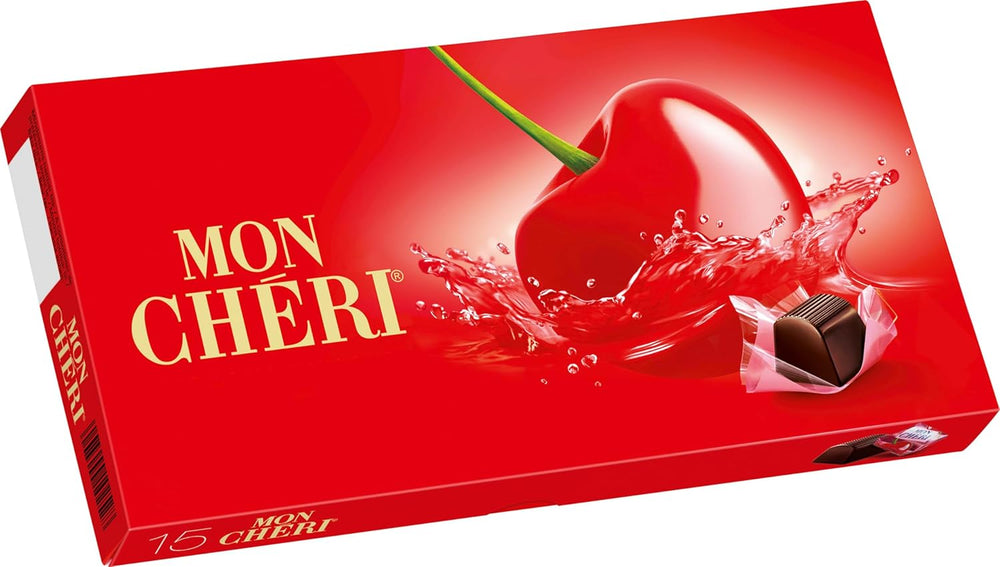 Ferrero Mon Chéri - Cioccolato Croccante, Liquore Fruttato e Una Ciliegia Aromatica - Regalo di Cioccolato di San Valentino per Lui e per Lei - 1 Confezione da 15 Cioccolatini Singoli