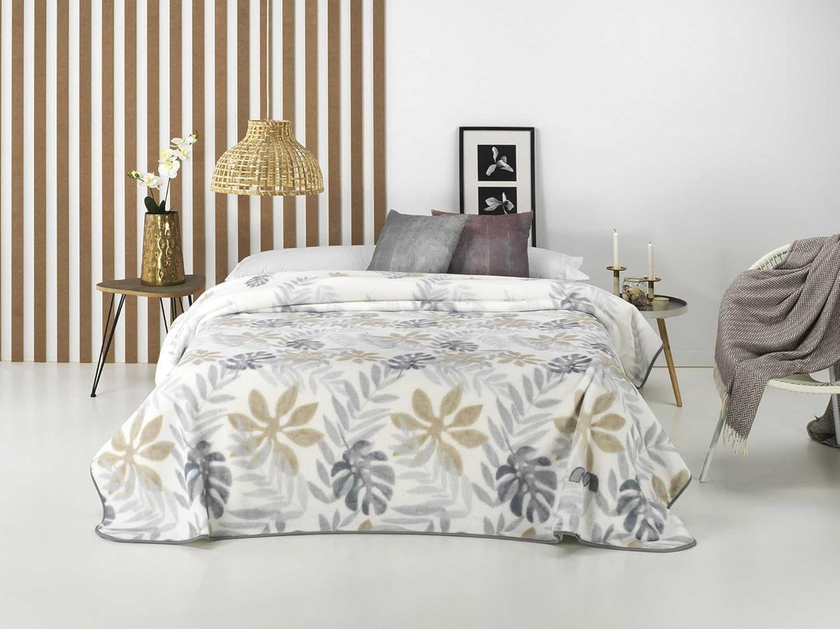 Coperta Stampata, Grande Volume, 100% Poliestere, 450 G/M², Morbida, Per Autunno/Inverno, Design Harmony N10, 170 X 240 Cm, Per Letti 90/105 Cm, Grigio Naty Shop Piumini e Trapunte Grigio 170X240 Cm - Letto 90/105 Cm