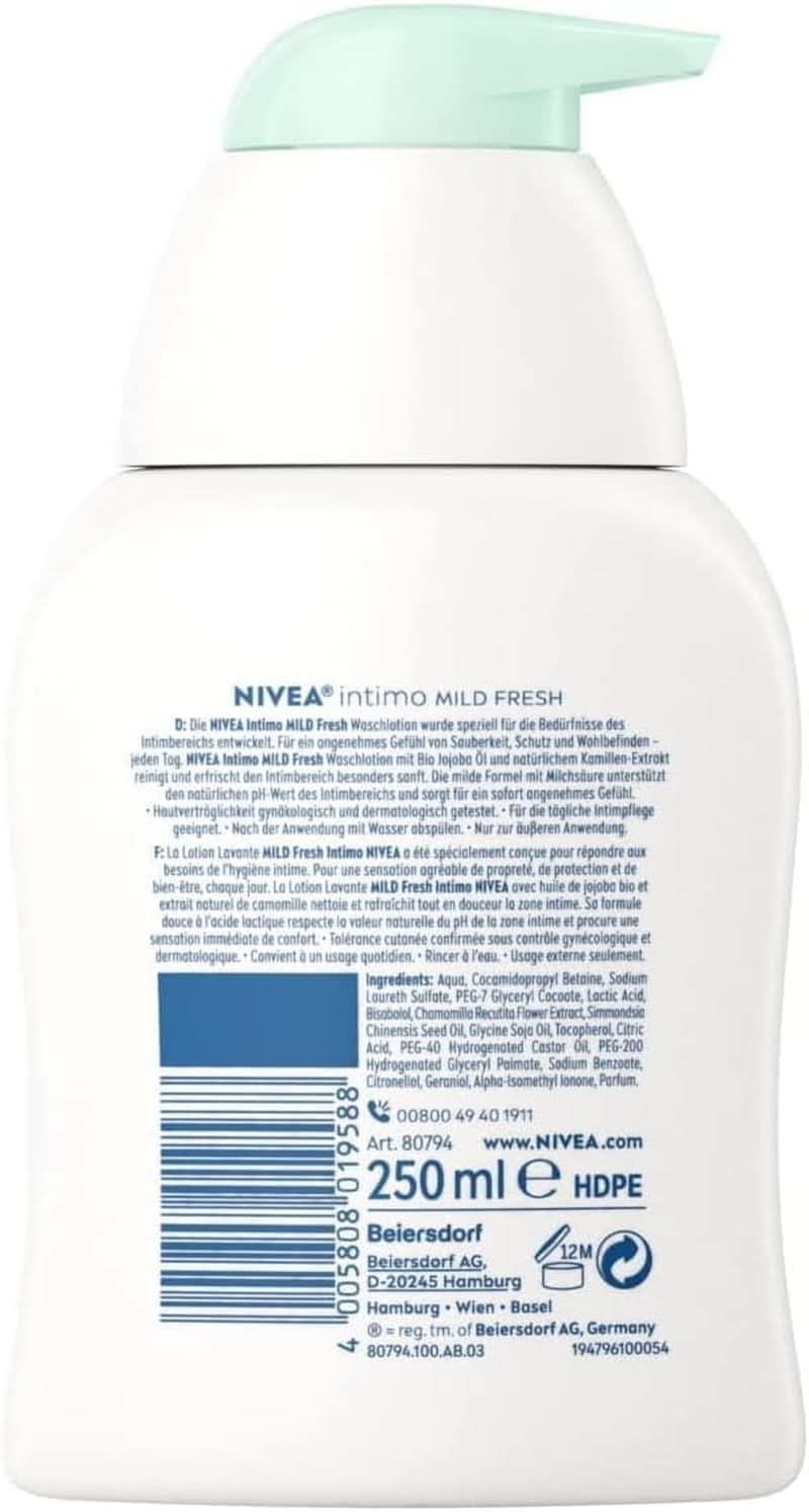 NIVEA, Lozione detergente intima con acido lattico, estratto di camomilla e olio di jojoba biologico, 250 ml Bagno e doccia Naty Shop