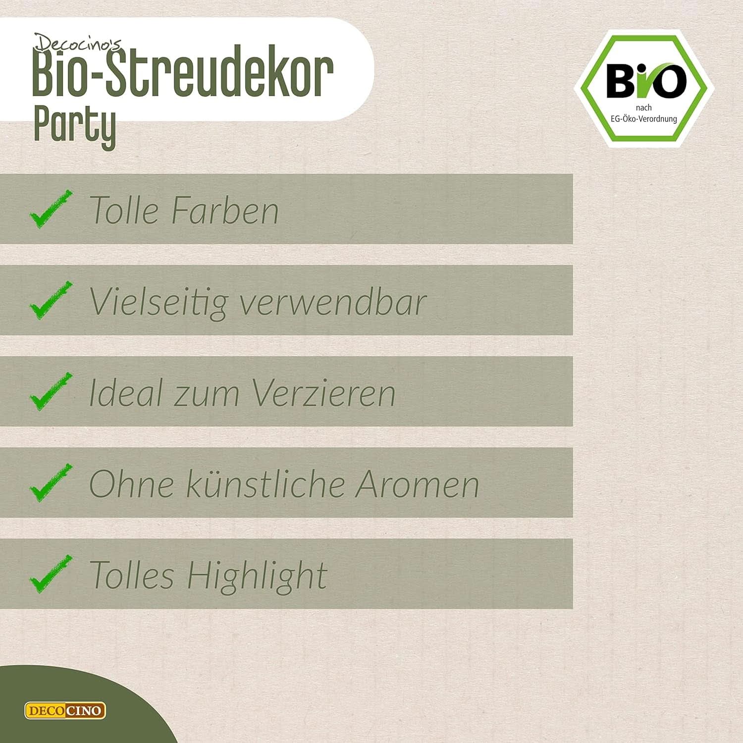 DECOCINO Sprinkles de zahăr vegan din dextroză de calitate organică, 60 grame Sprinkles Naty Shop