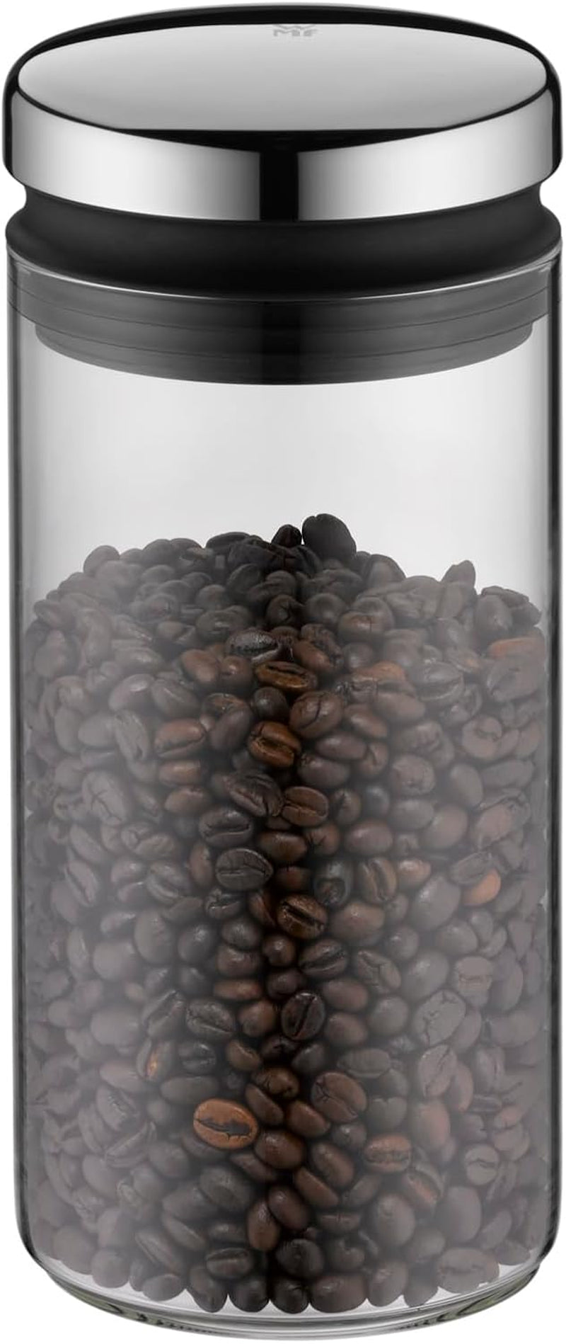 WMF Depot borcan de depozitare sticlă 1l, înălțime 21,5 cm, borcan de depozitare cu capac, recipient pentru boabe de cafea, borcan pentru cereale, borcan de depozitare a alimentelor cu deschidere mare de umplere (pachet de 4) Cutii depozitare alimente Naty Shop