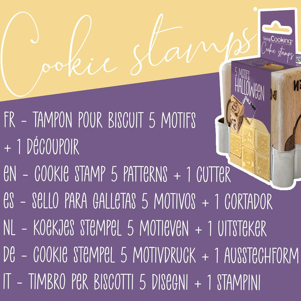 ScrapCooking – Modello decorato in legno con mostra di Halloween – con 1 torta di keksaus e würfelausstecher con 5 gesti erhabenen ingravierten – 5298