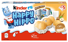 Kinder Happy Hippo Hazelnut - Specialità Wafer Croccanti con Crema di Latte e Nocciole - Dolci di Carnevale e Martedì Grasso - 1 confezione contenente 5 barrette individuali da 20,7g ciascuna