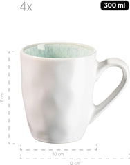 MÄSER Serie Frozen, Geschirr Set Aus Keramik Für 4 Personen, 16-Teiliges Kombiservice Mit Organischen Formen, Farblich Gesprenkeltes Service, Steinzeug, Türkis-Grün Set di stoviglie Naty Shop