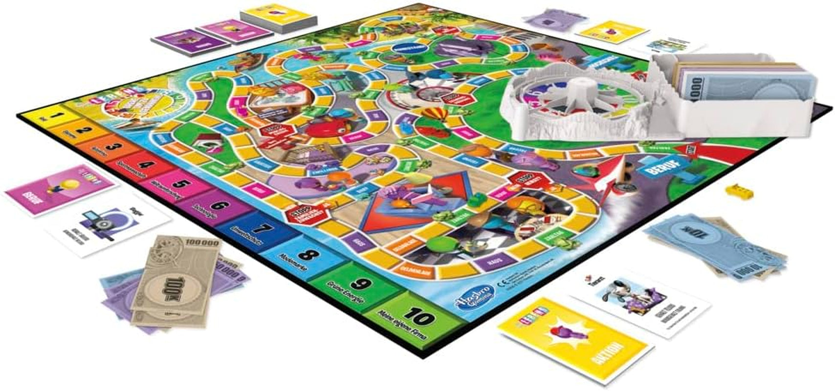 Gioco da tavolo per famiglie Hasbro Game of Life per 2-4 giocatori dagli 8 anni in su, include pastelli