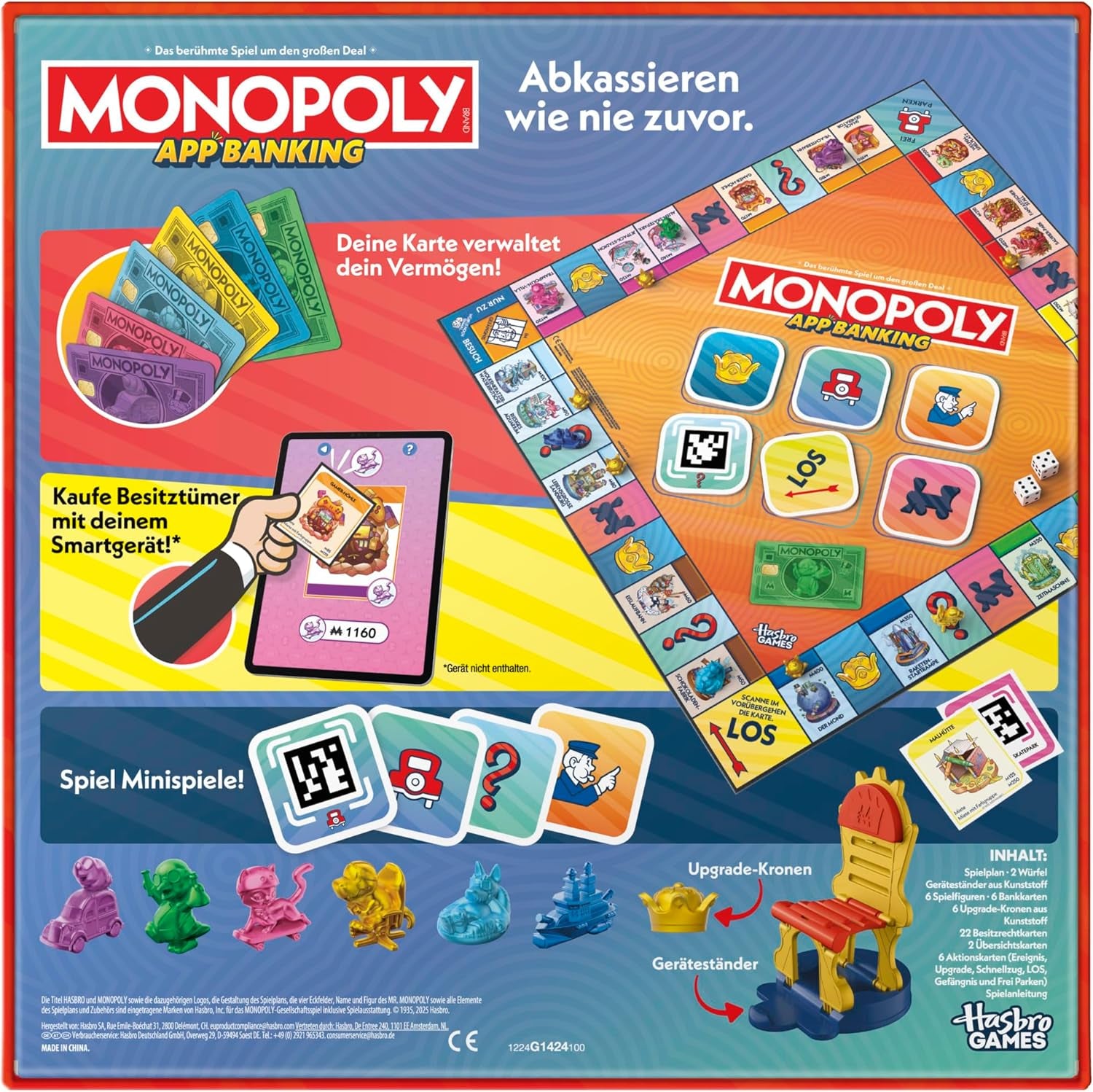 Monopoly Board Game App Banking - Versione tedesca, versione moderna del classico gioco elettronico per bambini dagli 8 anni in su, da 2 a 6 giocatori