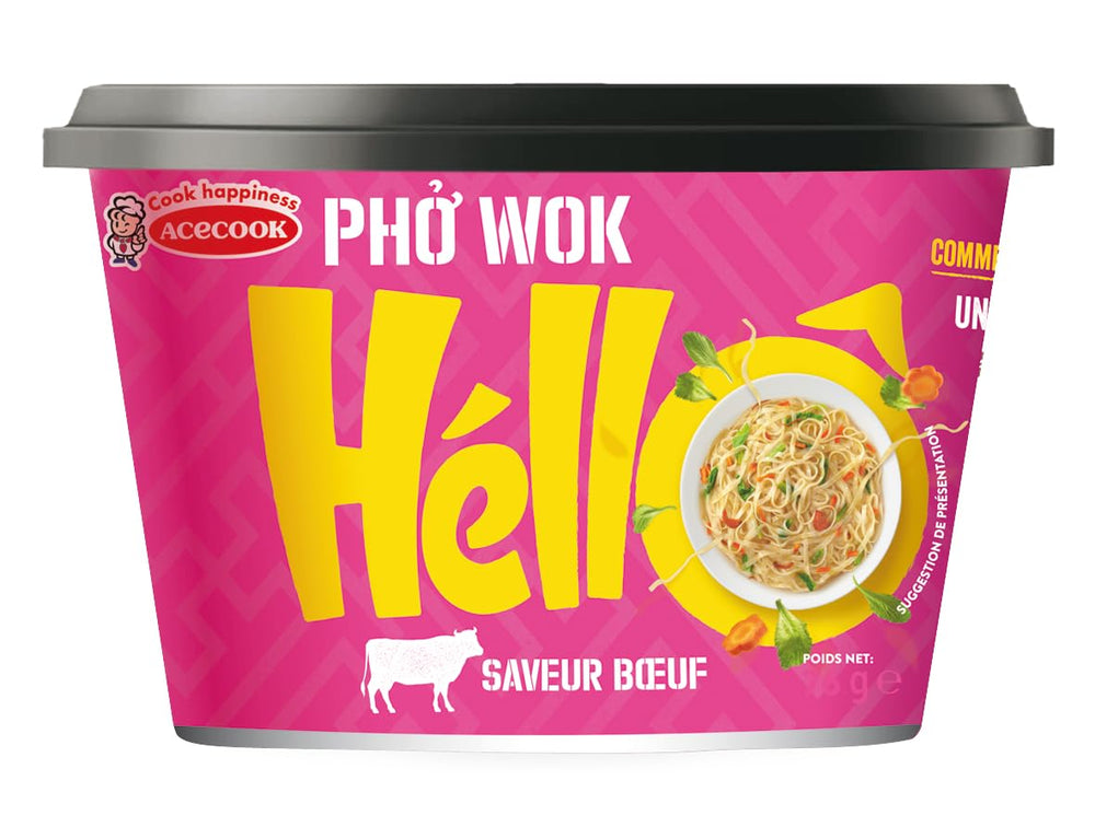 HELLO PHO WOK spaghetti di riso istantanei, manzo - 1 x 76 g