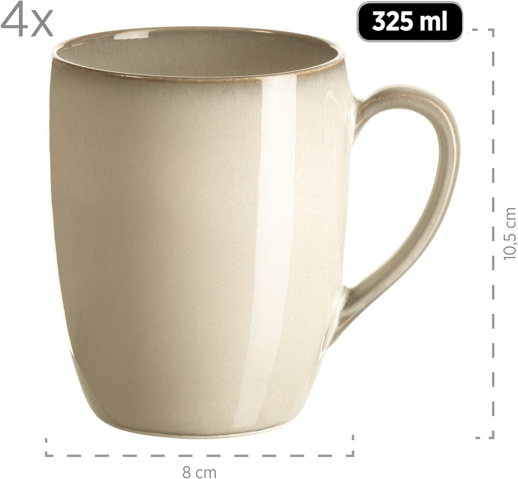 MÄSER 931736 Geschirr-Set Für 4 Personen Im Mediterranen Vintage-Look, 16-Teiliges Kombiservice in Sandigem Grau, Keramik, Sandgrau Seturi vesela masa Naty Shop