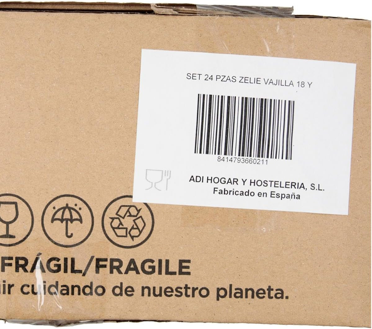 Set complet de veselă albă pentru 6 persoane, 24 de piese, 6 farfurii de cină, 6 farfurii de sumă, 6 farfurii de desert și 6 cești, multicolor, 24 de piese