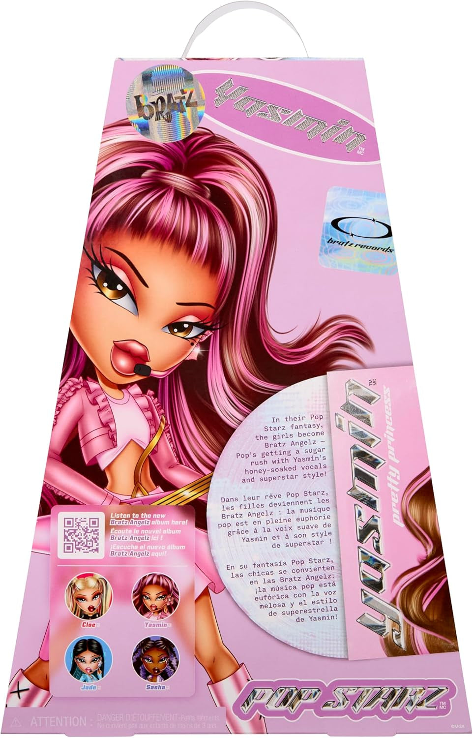 BRATZ Pop Starz Yasmin – Păpușă la modă cu talisman de colecție, ținută și accesorii muzicale