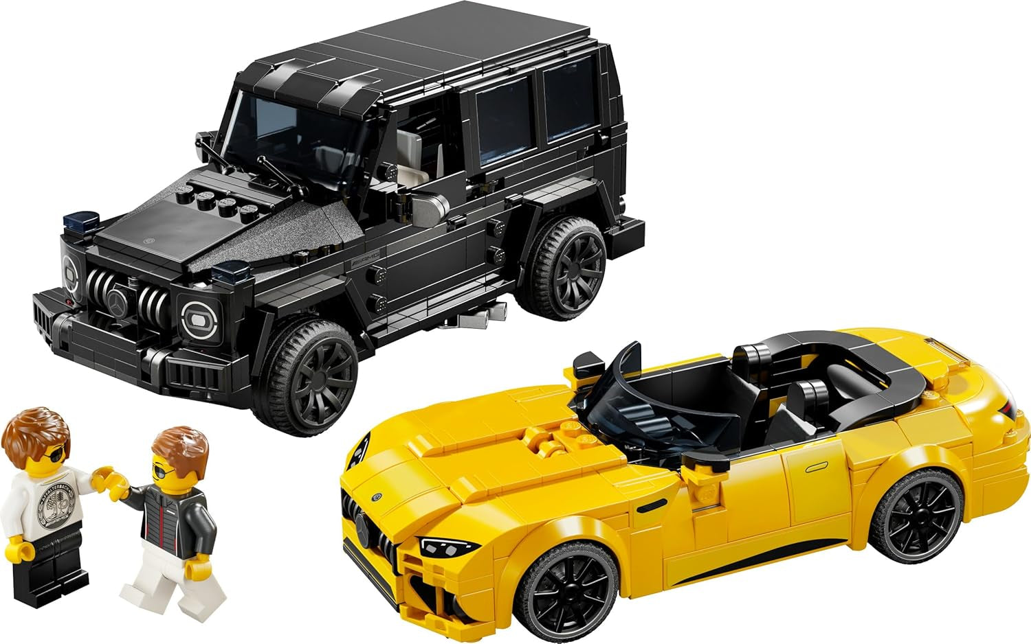 LEGO Speed Champions Mercedes-AMG G 63 & Mercedes-AMG SL 63, Bauset mit 2 Spielzeug Autos und 2 Fahrer Minifiguren, Geschenk für Jungen und Mädchen, Modellauto Set, Rennwagen Spielzeug 76924