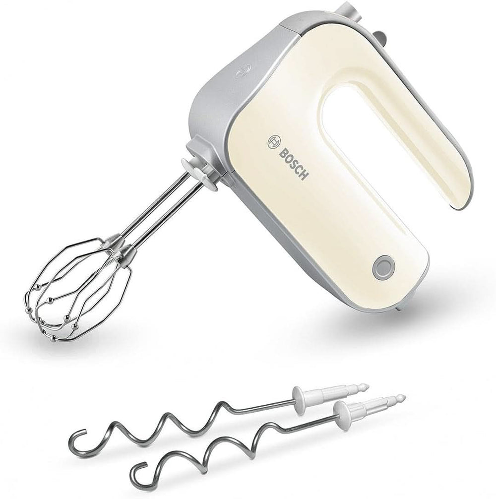 Bosch Handrührer Styline MFQ4835DE, 2X2 Rührbesen, 2 Edelstahl-Nethaken, Spülmaschinengeeignet, 575 W, Weiß Kitchen Naty Shop Smooth Vanilla / Silver