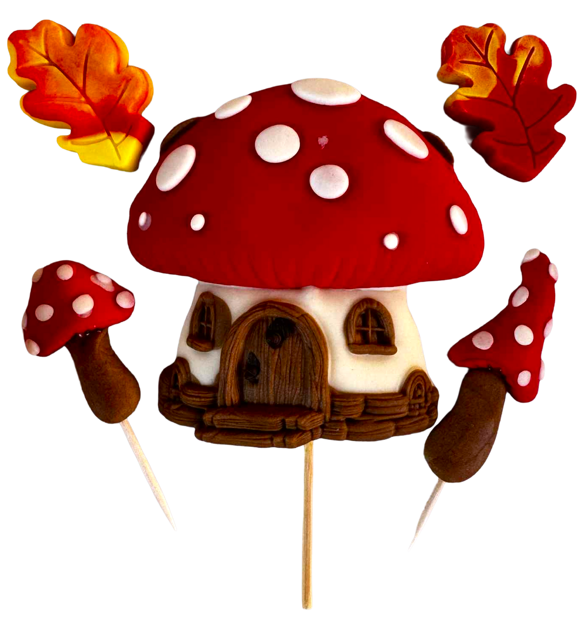 Set 5 decorazioni commestibili autunnali per torte – Pasta di zucchero, 4–9 cm