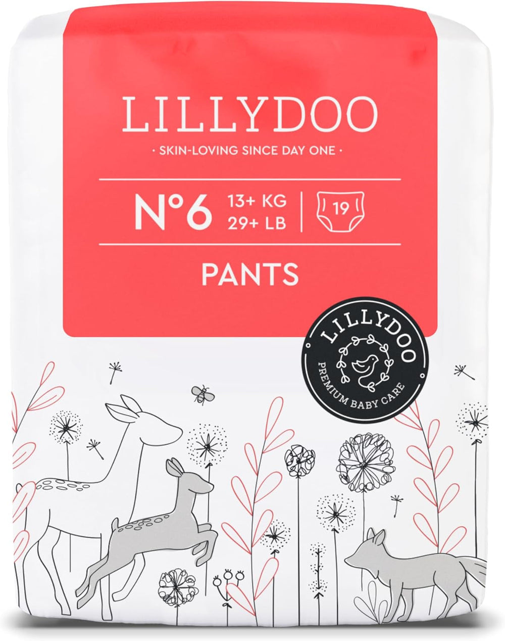 Pantaloni LILLYDOO prietenoși cu pielea, mărimea 5 (12-17 kg), cutie lunară (105 bucăți)