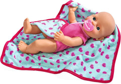 Simba 105030071 - New Born Baby mit Schmusedecke, Vollvinylpuppe mit Trink- und Nässfunktion, Schmusedecke und Schnuller, 30cm, Spielpuppe, Babypuppe ab 2 Jahre
